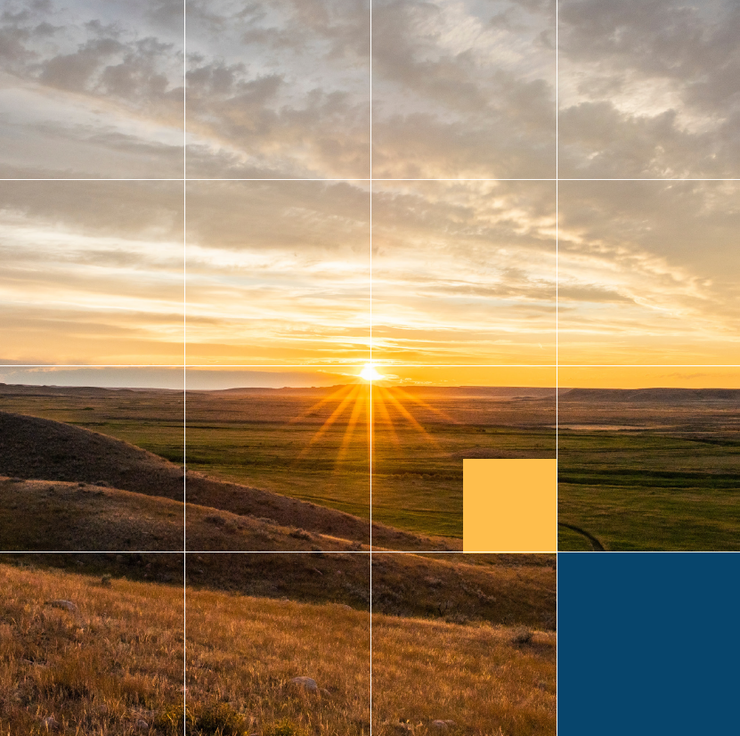 Colorful sunset across hills