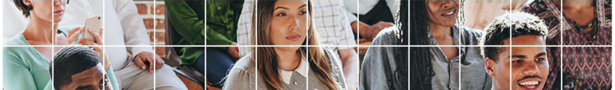 Pictured are diverse people sitting in a seminar setting.