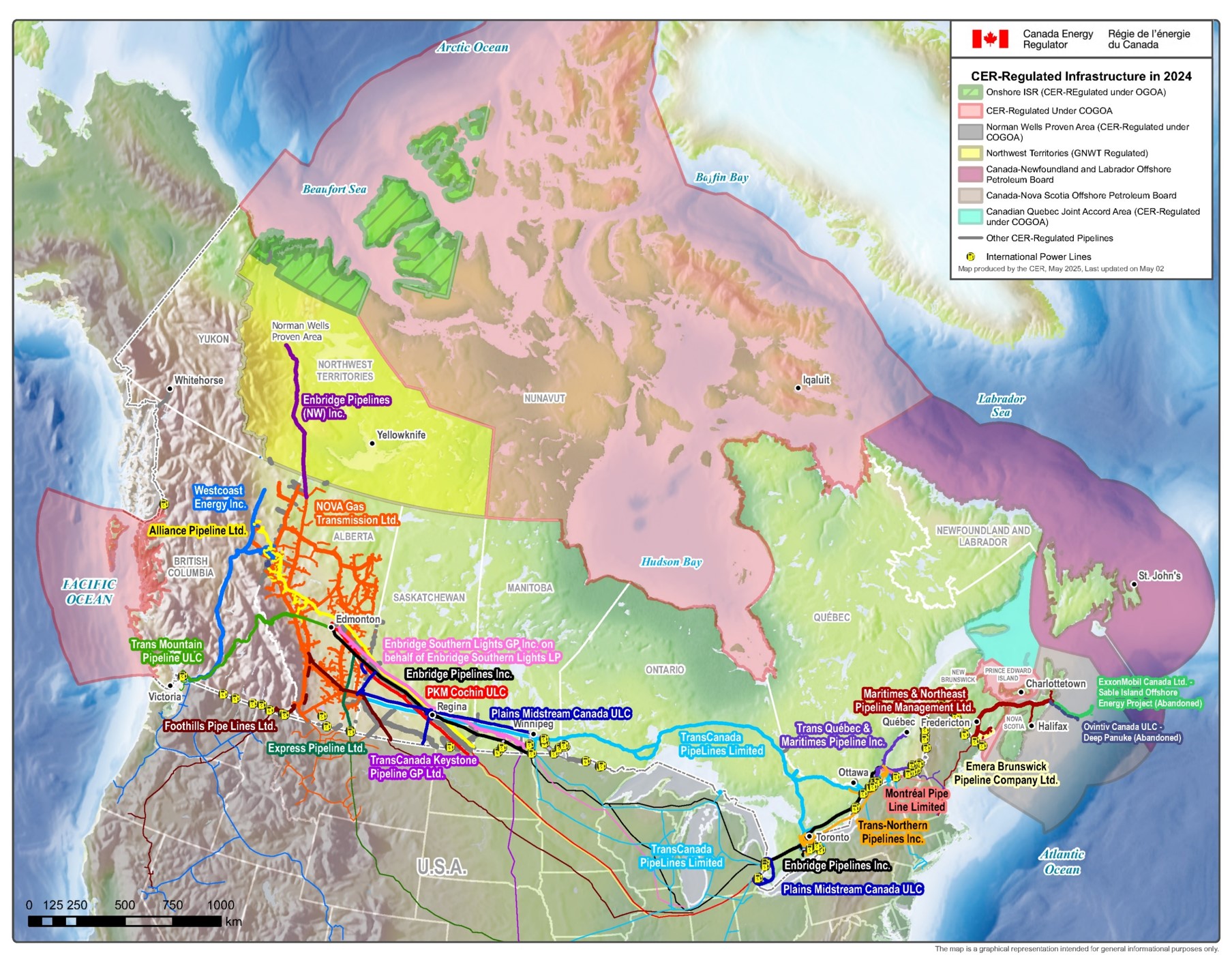 Map of Canada titled 'CER-Regulated Infrastructure in 2024.'
