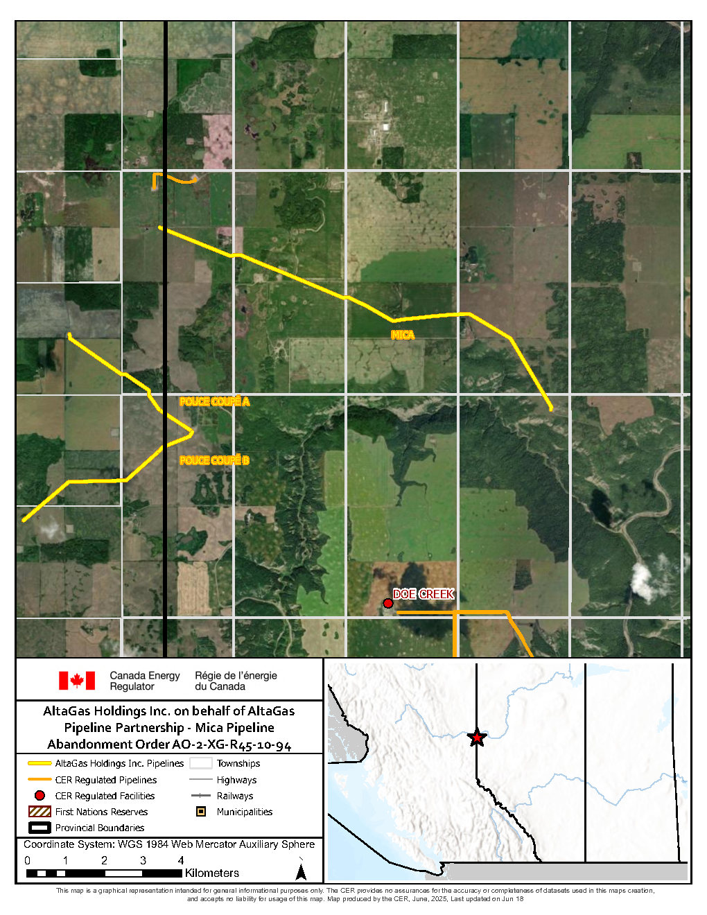 Mica Pipeline Abandonment Project Map