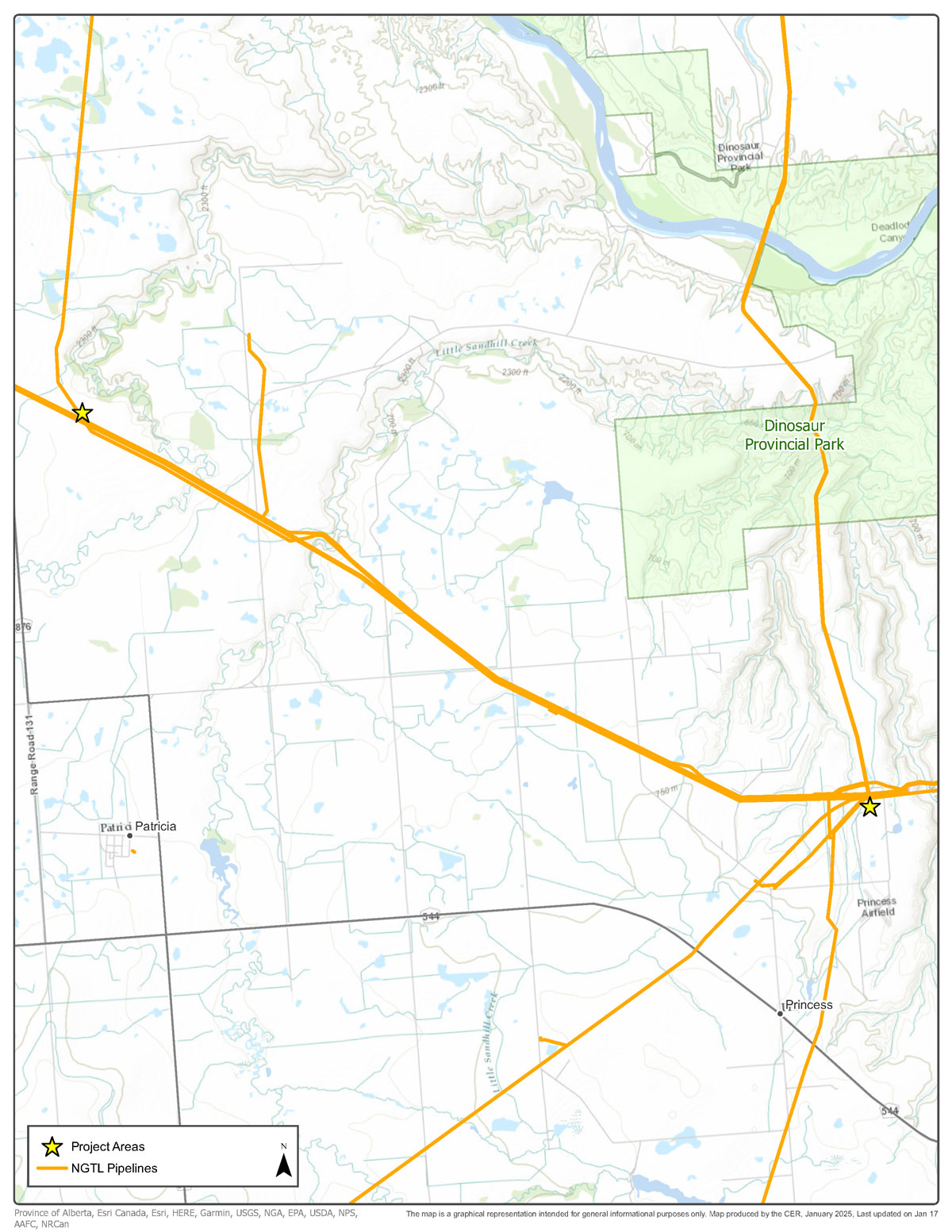 graphical representation intended for general informational purposes only. Map produced by the CER, January 2025. Last updated Jan 17, 2025