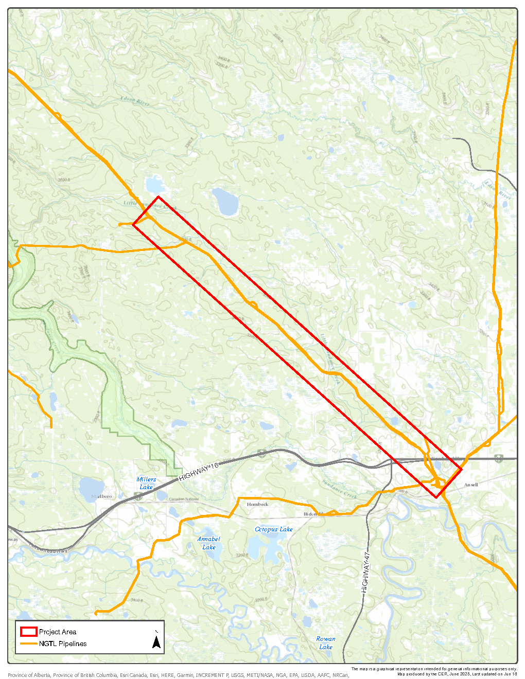 NGTL GP Ltd. Grande Prairie Mainline Loop No. 3 (McLeod South Section) Project Notification map