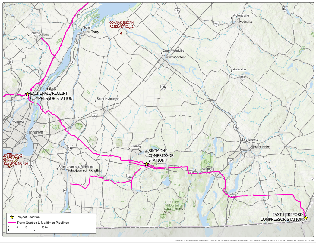 Trans Québec Maritimes Pipeline Inc. - BEL Optimization Project map