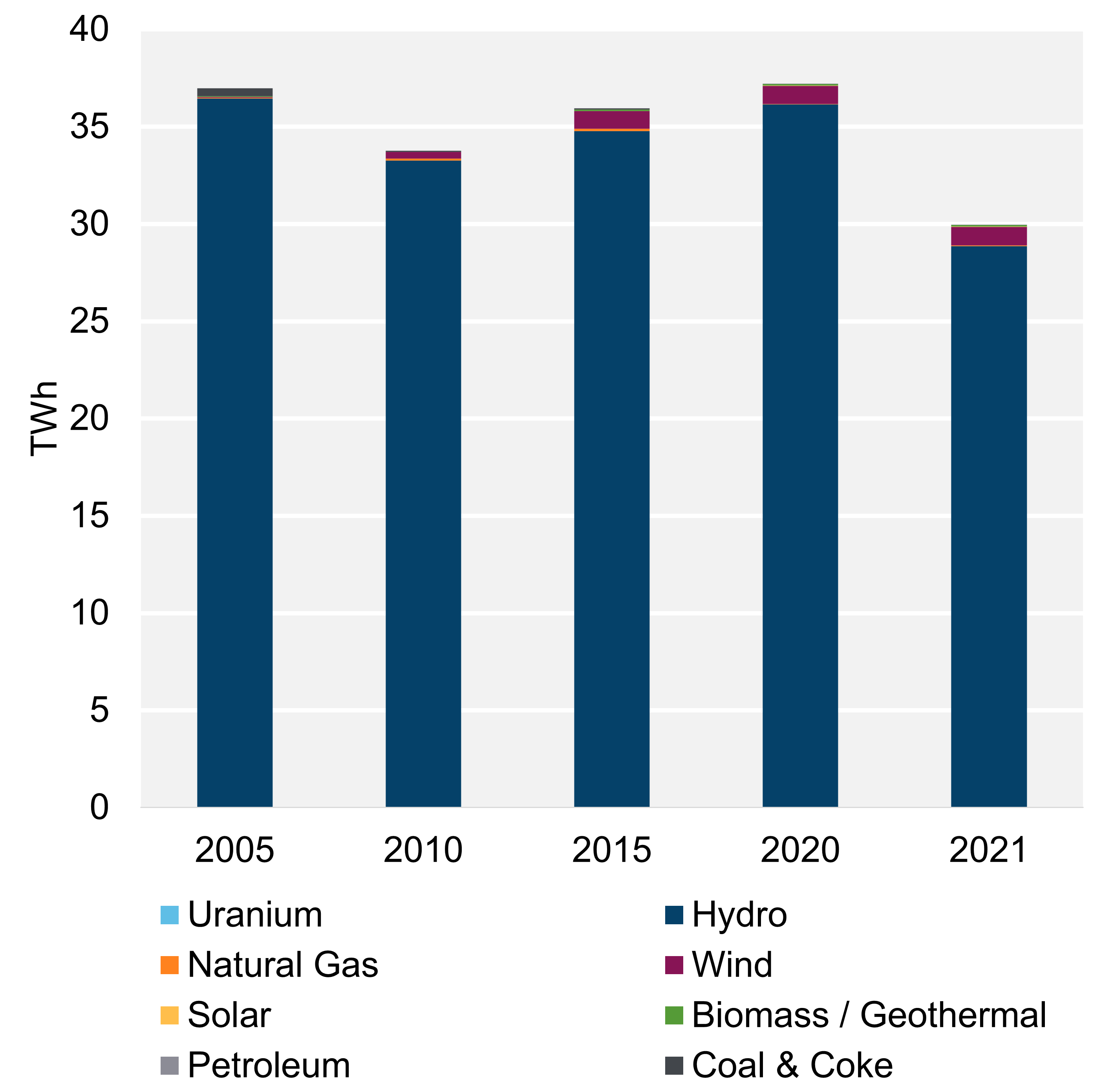 Figure 2: Electricity generation by Fuel Type, Trend (2021)