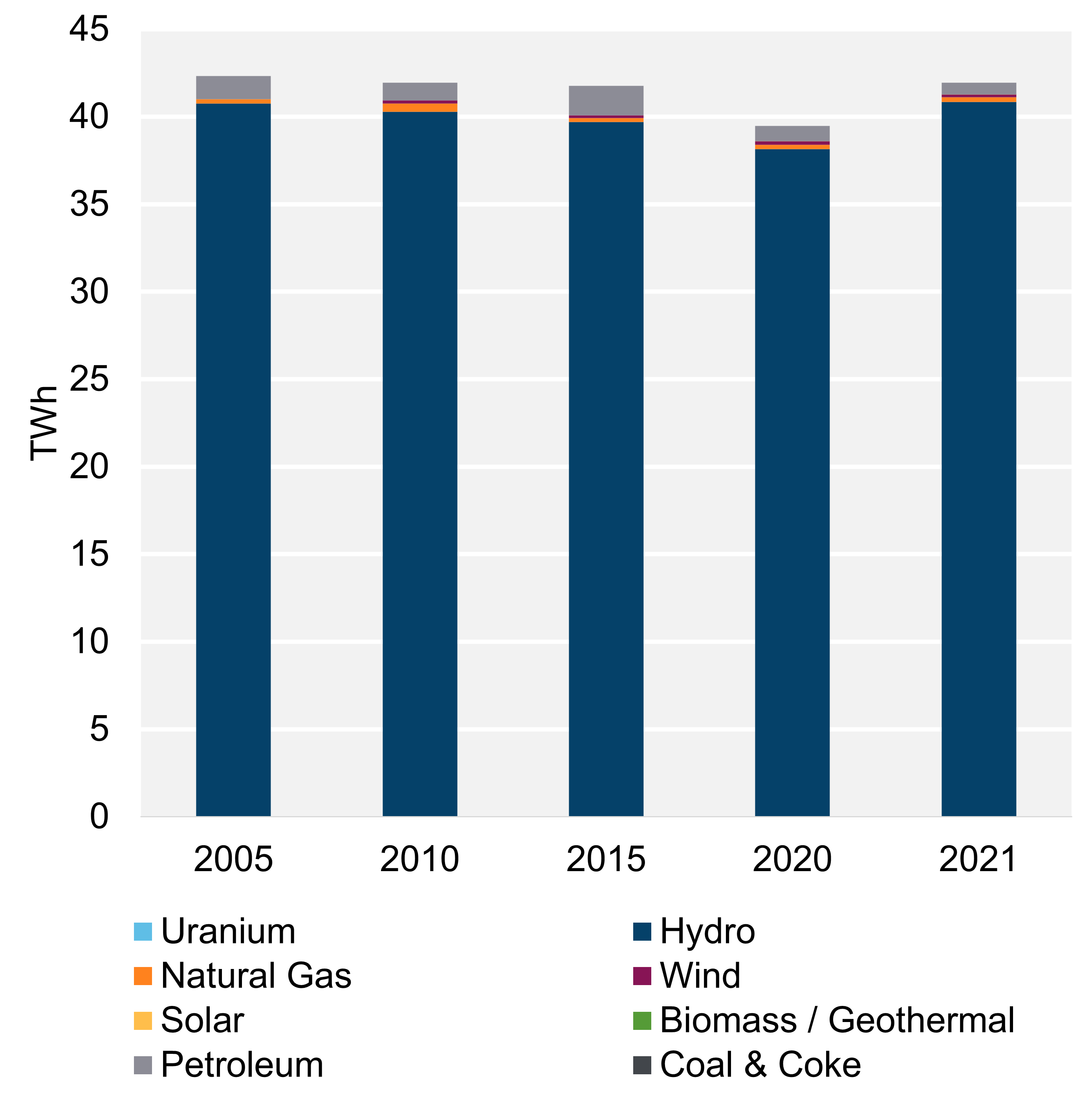 Figure 2: Electricity generation by Fuel Type, Trend (2021)