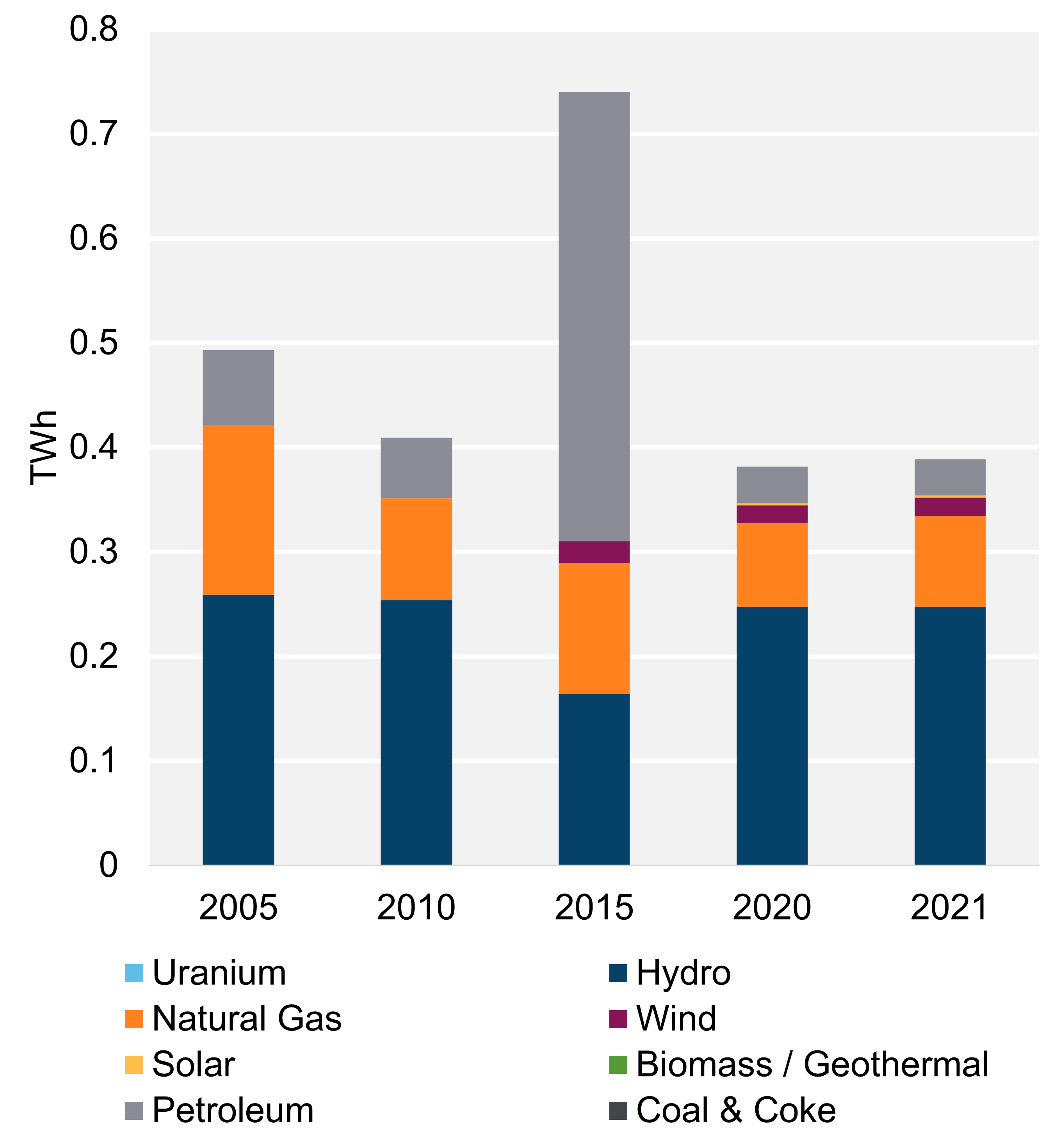 Figure 2: Electricity generation by Fuel Type, Trend (2021)