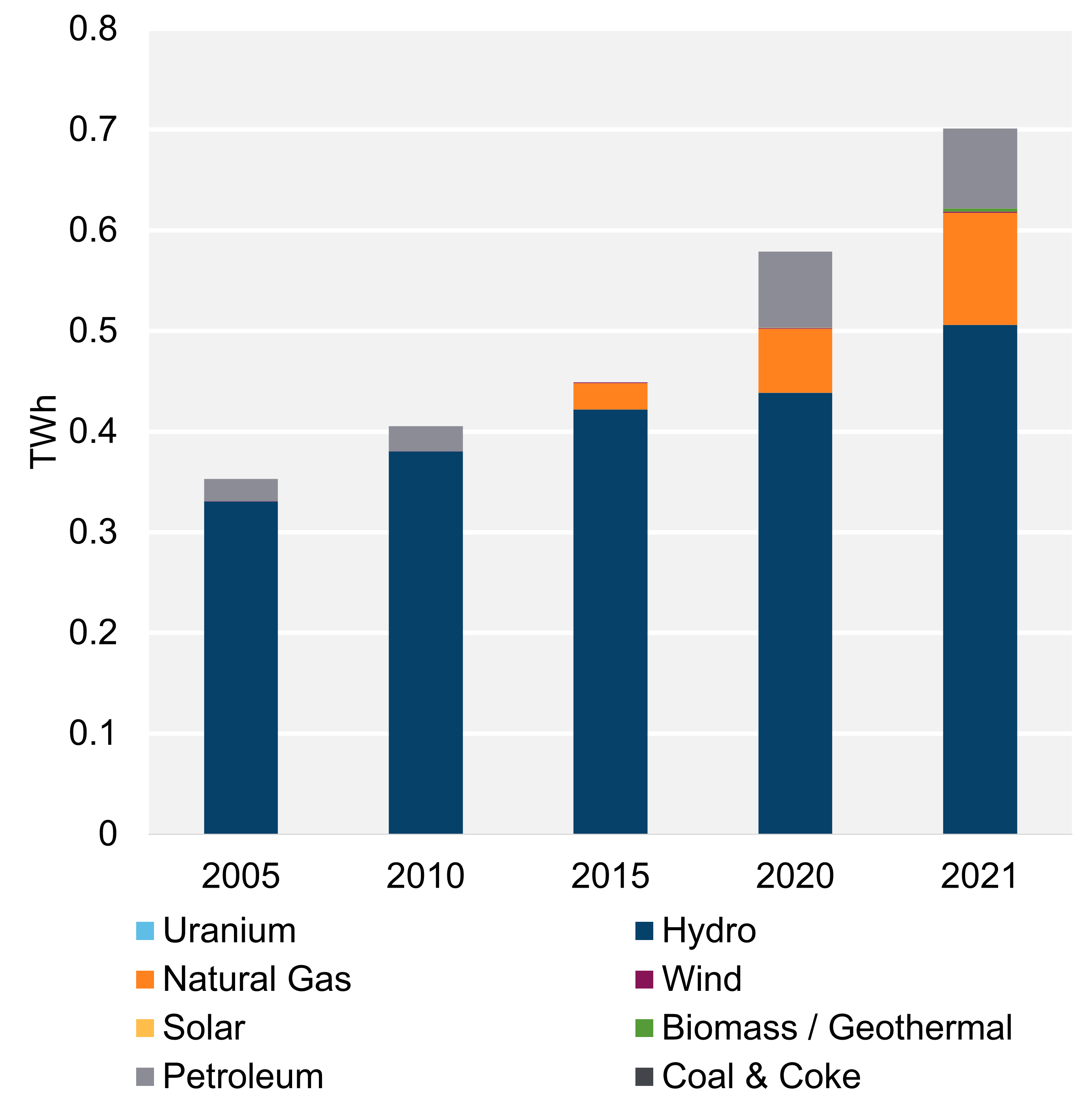 Figure 2: Electricity generation by Fuel Type, Trend (2021)