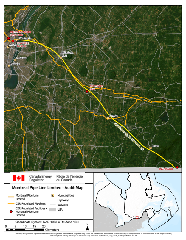 Figure 1. Map of Montreal Pipe Line Limited Regulated Assets