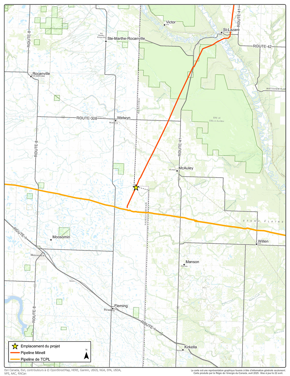 Représentation graphique fournie à titre d'information générale seulement. Carte produite par la Régie de l'énergie du Canada, janvier 2025. Mis à jour le 17 janvier.