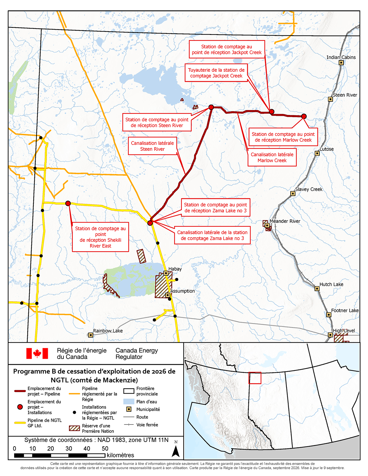 Westcoast Energy GP Inc., au nom de Westcoast Energy Limited Partnership – Projet de FDH à la rivière Halfway carte
