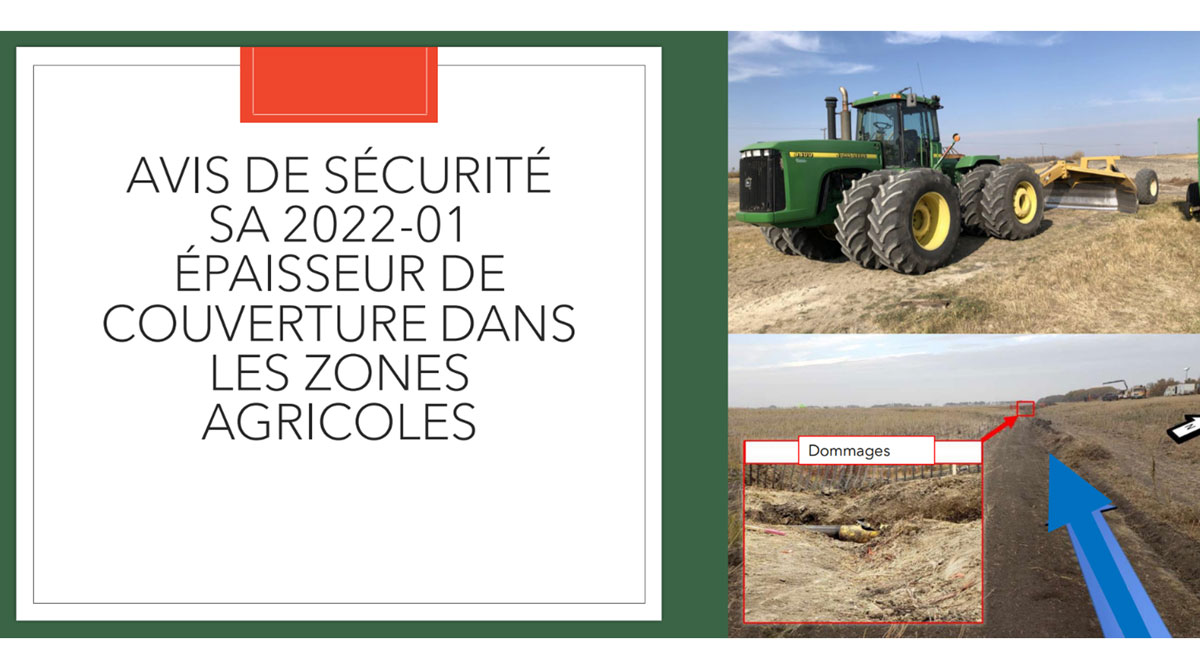 Avis de sécurité SA 2022-01: É paisseur de couverture dans les zones agricoles